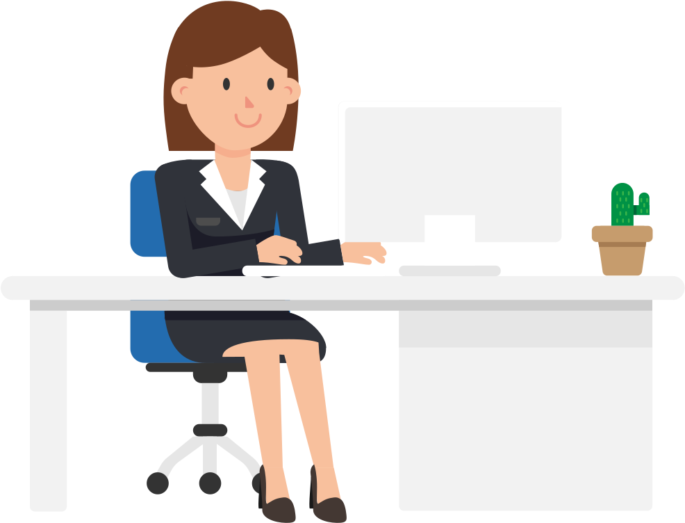 Ilustrasi wanita dengan laptop